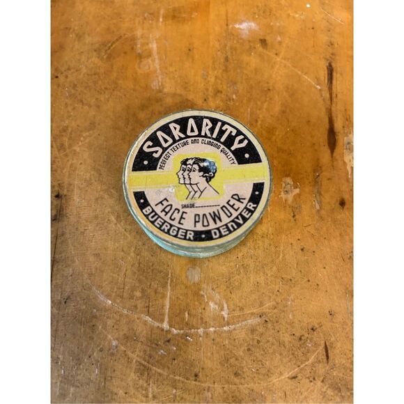 Vintage Sorority Face Powder Box By Buerger,  Denver (8273) - Picture 1 of 7